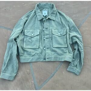 AG Adriano Goldschmied Mirah Cropped Fatigue Green Jacket - Large NWT BZ